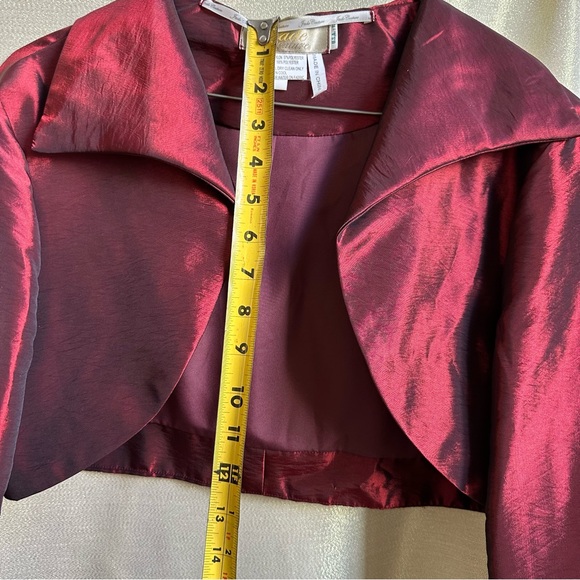 Burgundy Bolero Dress jacket in Jade Taffeta size 12 - Picture 4 of 16